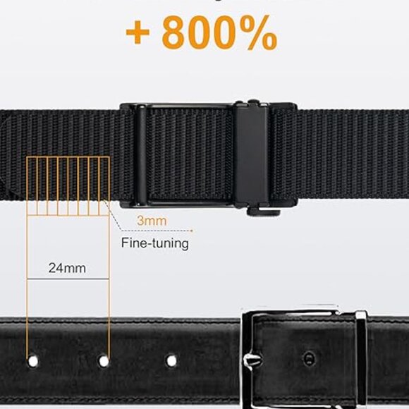 Ratchet Golf Belt for Men, Nylon Web Tactical Belt with Automatic Slide Buckle - Picture 4 of 5